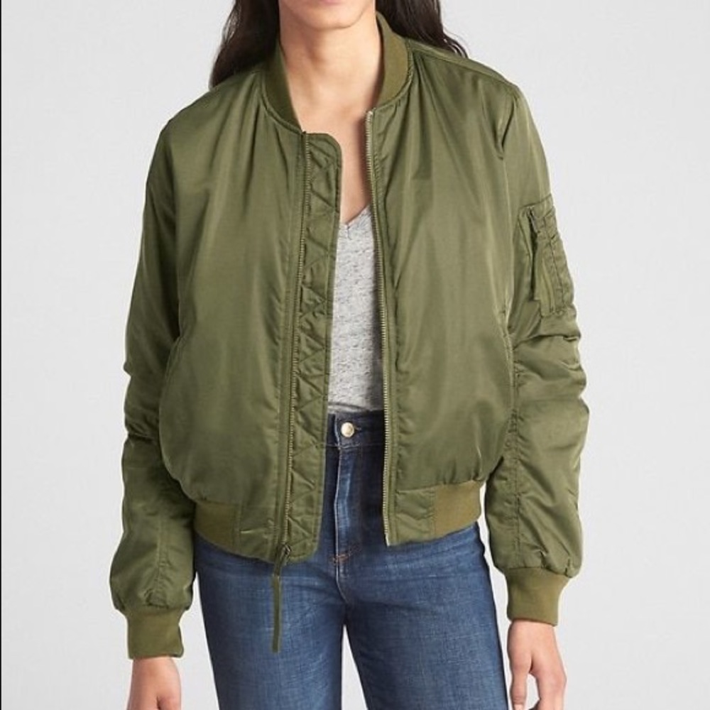 NWOT Gap olive green bomber jacket